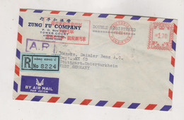 HONG KONG 1961 Registered Airmail Cover To Germany Meter Stamp - Brieven En Documenten