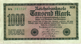 GERMANIA -1000 MARK 1922 -   World Paper Money P-76h  MM - XF - 1.000 Mark