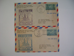 PETROLEUM 2 ENVELOPES FIRST DIRECT AIR MAIL FLIGHT NEW YORK AND BOSTON TO BASRAH-IRAQ IN 1949 IN THESTATE - Petrolio
