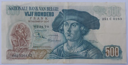 Belgium 500 Francs 02.01.1970 Ansiaux - Jordens P135a VF+/XF- One Pinehole - 1000 Francs