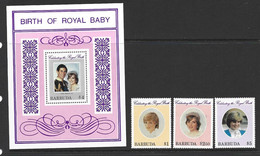 Barbuda 1981 Prince William Birth Set Of  3 & Miniature Sheet MNH - Barbuda (...-1981)