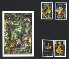 Barbuda 1981 Christmas Paintings Set Of  4 & Miniature Sheet MNH - Barbuda (...-1981)