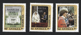 Barbuda 1982 Royal Baby Overprints On Princess Diana Birthday Set Of  3 MNH - Barbuda (...-1981)