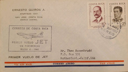 J) 1962 COSTA RICA, CONTINENTAL CONFERENCE OF LAWYERS, FIRST INAUGURAL FLIGHT, JET, VIA PANAMERICAN, MULTIPLE STAMPS, AI - Costa Rica