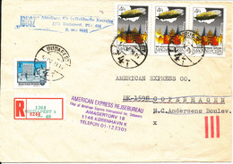 Hungary Registered Cover Sent To Denmark Budapest 29-4-1982 Airship On The Stamps - Lettres & Documents