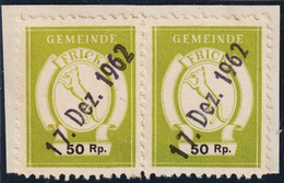CH Heimat AG Frick 1962-12-17 Fiskalmarke 2x 50 Rp. Auf Briefstück - Steuermarken