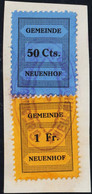 CH Heimat AG Neuenhof Fiskalmarke 50 Rp. + 1 Fr. Auf Briefstück - Revenue Stamps