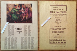 ● Calendrier 1950 Au Profit Des Fils De Tués - Orphelins De Guerre Ww1 & Ww2 - Grand Format : 1941-60