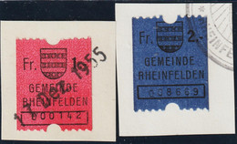 CH Heimat AG Rheinfelden 1955-12-11Fiskalmarke 1 + 2 Fr. Auf Briefstück - Fiscaux