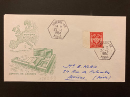 LETTRE TP FM ROUGE OBL. HEXAGONALE 24-4 1964 AUXERRE-AIR YONNE - Poste Aérienne Militaire