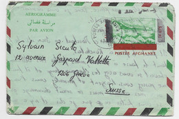 POSTES AGFHANES AEROGRAMME COVER 14 AFS KABUL 1972 TO SUISSE - Afghanistan