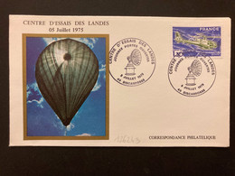 LETTRE TP GAZELLE 1,30 OBL.5 JUILLET 1975 40 BISCARROSSE CENTRE D'ESSAIS DES LANDES JOURNEE PORTES OUVERTES - Military Airmail