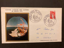 LETTRE TP SABINE 1,20 ROUGE OBL.8 JUILLET 1978 40 BISCARROSSE CENTRE D'ESSAIS DES LANDES JOURNEE PORTES OUVERTES - Military Airmail