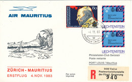 Liechtenstein Air Mauritius First Flight Zurich - Mauritius 4-11-1983 - Cartas & Documentos