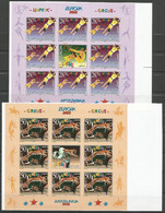 Yugoslavia ERROR Mi.3076/77 In Full Sheetlets Of 9 IMPERFORATED PROOFS On Issued Paper ** / MNH 2002 Europa Circus - Geschnittene, Druckproben Und Abarten