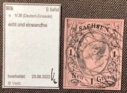 Sachsen Nummernstempel 26 DEUTSCH-EINSIEDEL Auf Mi.9 IIb 1855 König Johann I Gepr. Vaatz BPP - Saxony