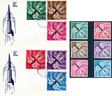 Jordanien, Jordan 1965 Spaceflight 2x FDC + Stamps, Perf, Overp.  Mac Devitt And Edward White - Asia