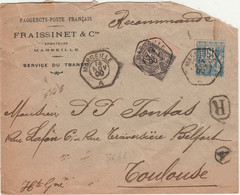 Perforé - Perfin -Type Sage Perforé FC - Fraissinet Et Cie Sur Lettre Recommandée De Marseille Pour Toulouse - Lettres & Documents