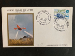 LETTRE TP EUROPA AVIATION POSTALE 1,20 OBL;7 JUILLET 1979 40 BISCARROSSE CENTRE D'ESSAIS DES LANDES JOURNEE PORTES OUVER - Militärische Luftpost