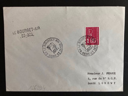 LETTRE TP M. DE BEQUET 1,00 OBL.7-10 1977 93 LE BOURGET-AIR SEINE ST DENIS + GRIFFE INSEE LE BOURGET-AIR - Militärische Luftpost