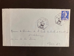 LETTRE TP M. DE MULLER 20F OBL. HEXAGONALE Tiretée 25-11 1958 LE BOURGET-AIR SEINE - Correo Aéreo Militar