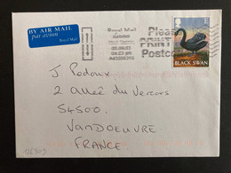 LETTRE Par Avion Por La FRANCE TP BLACK SWAN E OBL.MEC. - Storia Postale