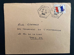 LETTRE TP DRAPEAU OBL.HEXAGONALE Tiretée 14-10 1966 CAMBRAI-AIR NORD - Military Airmail