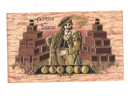 XB1003 CIGAR BOX LABEL, ETIQUETTE A CIGARE, KIST ETIKET , FABRICA DE TABACOS GOLD EMBOSSED SMOKING MAN WITH COINS - Etiquettes
