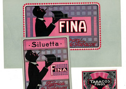 XB1007 SET OF 3  CIGAR BOX LABELS, ETIQUETTES  A CIGARE, KIST ETIKET SILUETTA BLACK BUTLER  SMOKING - Etiquetas