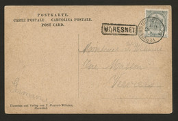 BELGIQUE - COB 53 SIMPLE CERCLE VERVIERS (OUEST) + MORESNET SUR CARTE POSTALE, 1907 - 1893-1907 Stemmi