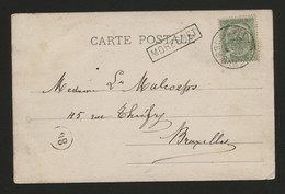 BELGIQUE - COB 56 SIMPLE CERCLE VERVIERS (OUEST) + MORESNET SUR CARTE POSTALE, 1906 - 1893-1907 Armarios