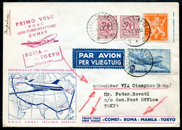 Z3383 PRIMI VOLI FIRST FLIGHT 1953 Primo Volo BOAC Roma-Tokyo Del 3 Aprile 1953 (Pellegrini 542), Aerogramma Da Bruxelle - Covers & Documents