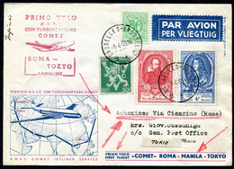 Z3384 PRIMI VOLI FIRST FLIGHT 1953 Primo Volo BOAC Roma-Tokyo Del 3 Aprile 1953 (Pellegrini 542), Aerogramma Da Bruxelle - Covers & Documents