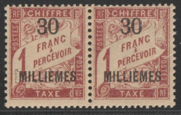 ALEXANDRIE - TAXE - YVERT N°5  PAIRE VARIETE SURCHARGE "IMILLIEMES" TENANT A NORMAL ! ** MNH - - Nuovi