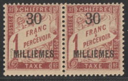 ALEXANDRIE - TAXE - YVERT N°5  PAIRE VARIETE SURCHARGE "IMILLIEMES" TENANT A NORMAL ! ** MNH - - Ongebruikt