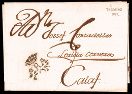 Zaragoza - Prefilatelia - PE 13N - 1791 - Carta Circulada A Calaf + Porteo "7" - ...-1850 Prefilatelia