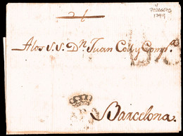 Zaragoza - Prefilatelia - PE 15N (débil Estampación) - 1799 - Carta A Barcelona + Porteo "6" - ...-1850 Prefilatelia