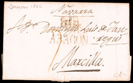 Zaragoza - Prefilatelia - PE 23N - 1822 - Carta A Marcilla + Porteo "7" - ...-1850 Prefilatelia