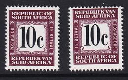 South Africa: 1967/71   Postage Due    SG D69-70   10c Black & Purple-brown [Afrikaans And English At Top]  MH - Unused Stamps