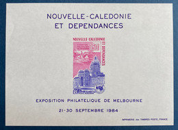 Nouvelle Caledonie Bloc Feuillet N°6 ** Non Dentelé Exposition Philatelique De Melbourne 1984 TTB - Imperforates, Proofs & Errors