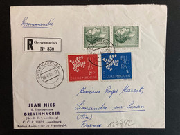 LR Pour La FRANCE TP EUROPA 5F + 2F50 + TP 50c Paire OBL.08 4 63 GREVENMACHER - Storia Postale