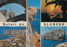 CARTOLINA  ALGHERO,SASSARI,SARDEGNA,SALUTI,LUNGOMARE,VACANZA,MARE,ESTATE,BARCHE A VELA,BELLA ITALIA,VIAGGIATA 1979 - Sassari