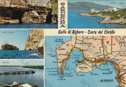 CARTOLINA  GOLFO DI ALGHERO,SASSARI,SARDEGNA,COSTA DEL CORALLO,VACANZA,SPIAGGIA,LUNGOMARE,BOLLO STACCATO,VIAGGIATA 1972 - Sassari