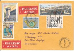 Italy Express Cover Sent To Denmark 11-10-1989 With More Topic Stamps - 1981-90: Storia Postale