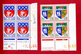 Blason De St Denis De La Réunion N°1354A Et Blason De Paris N° 1354B - Coins Datés - 3 Points De Repère Cylindre - 1960-1969