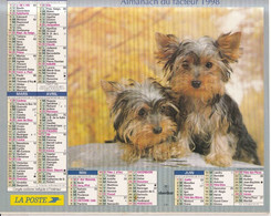 Almanach Du Facteur, Calendrier De La Poste,1998, HAUTE SAONE, Chiots Terriers, Yorkshires Terriers. - Grand Format : 2001-...