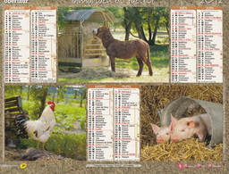 Almanach Du Facteur, Calendrier De La Poste, 2012, HAUTE SAONE, Animaux De La Ferme: Ane, Coq, Porcs, Vache, Oie, Cheva - Grand Format : 2001-...