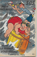 CPA - (34)  Carte à Système - SOS - Mer Très Agitée - Dans Le Tonneau Vous Verrez Palavas-les Flots (1951) - Palavas Les Flots