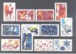 France Autoadhésifs Oblitérés N°2061 à 2072 (Série Complète : Fêtons Noël) (lignes Ondulées) - Used Stamps