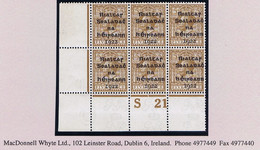 Ireland 1922 Dollard Rialtas 5d Brown Control S21 Perf Corner Block Of 6 Mint Unmounted Never Hinged - Unused Stamps
